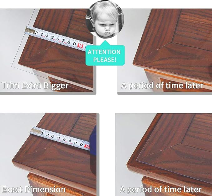 NECAUX Custom 38 x 96 Inch Frosted Table Cover Protector, 1.5mm Thick Wood Grain Transparent Table Pad Non-Slip Tablecloth Plastic Protective Pad for 8 Foot Dining Room Table, Meeting Table