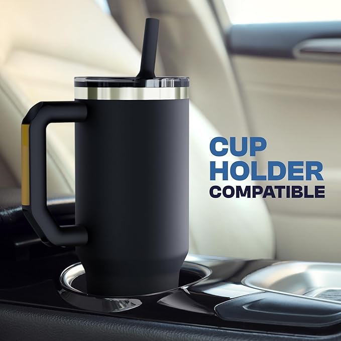 Thicc Buddy - 40 oz Stainless Steel Vacuum Insulated Tumbler with Lid and Straw for Water - Travel Mug Cupholder Friendly - Gifts for Women Men Him Her (Splash)