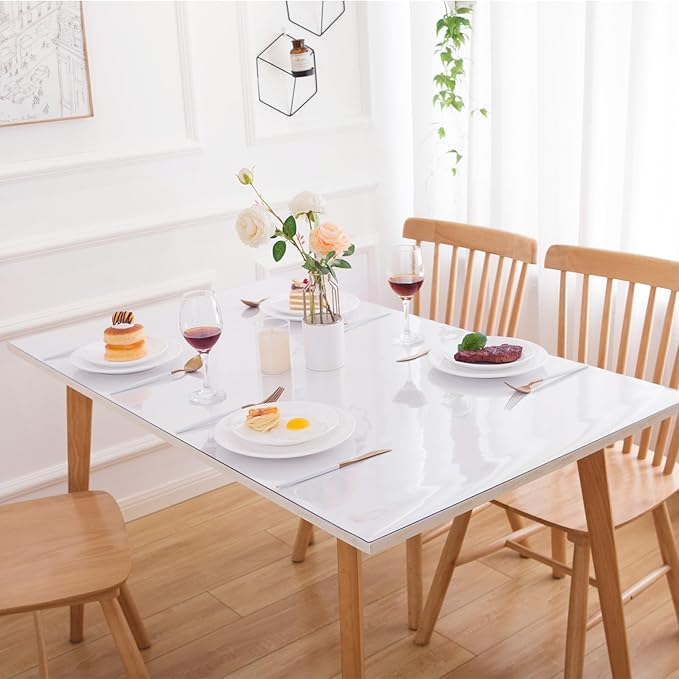 36 x 60 Inch Clear Table Cover Protector, Clear Table Protector for Dining Room, 1.5mm Plastic Table Cover, Waterproof Table Pad for Kitchen, Office