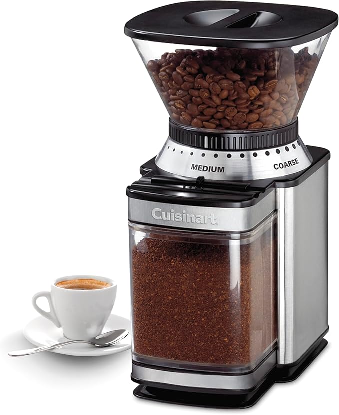 Cuisinart Coffee Grinder, Electric One-Touch Automatic Burr Coffee Grinder with 18-Position Grind Selector, Cup Size Selector for 4 – 18 Cups, DBM-8P1, Black Stainless