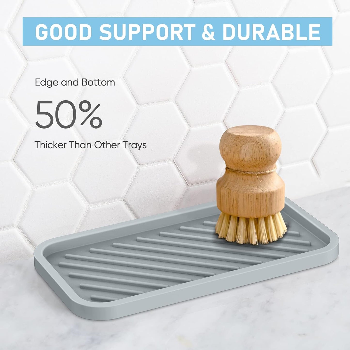 EG-SIPRO Silicone Sponge Holder-Large Thick Durable 10" Sink Organizer Tray-Kitchen & Bathroom