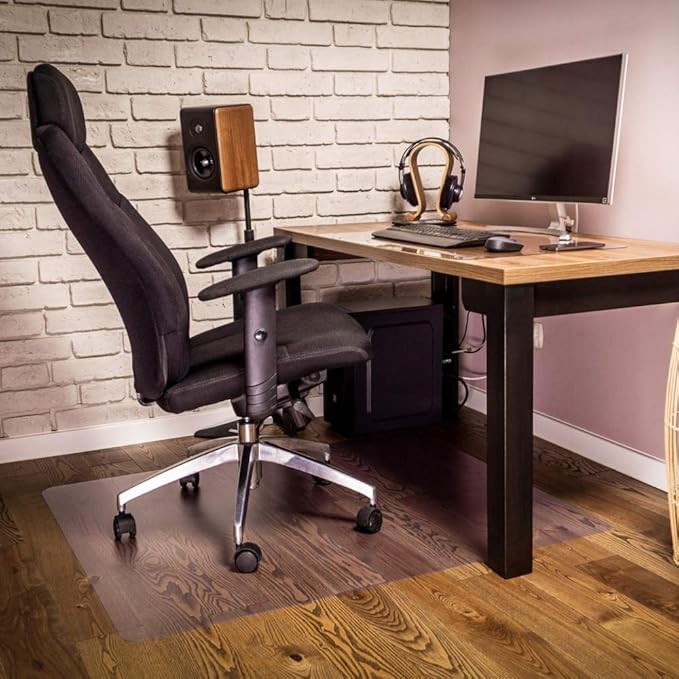 NECAUX Custom 42 x 76 Inch Frosted Table Cover Protector, 1.5mm Thick Wood Grain Transparent Table Pad Non-Slip Tablecloth Plastic Protective Pad for Dining Room Table, Conference Table