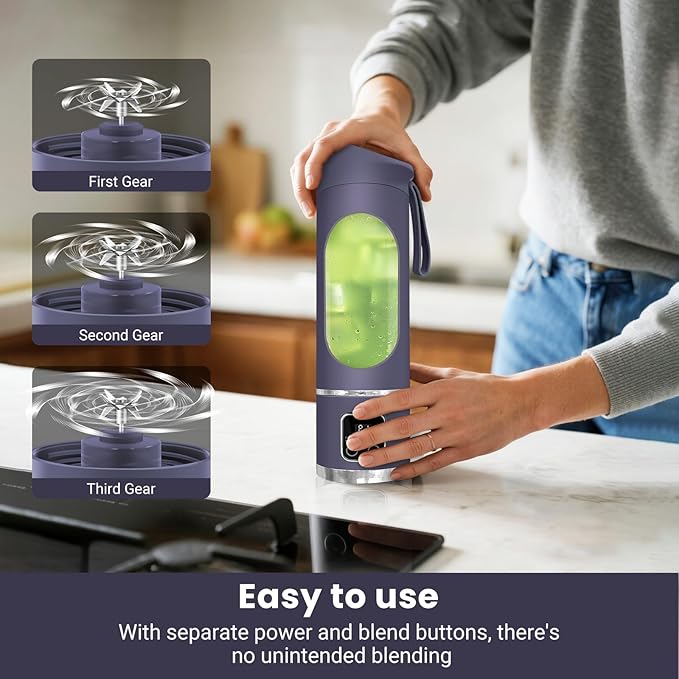 Portable Blender Personal Electric USB，500ML Portable juicer Shakes and Smoothies Blender，Small Blenders，Mixing，Compact、Convenient and Versatile (Purple)