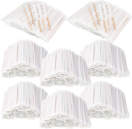 3000 Pcs Individually Wrapped Wooden Coffee Stirrers, Disposable Coffee Stir Sticks Round End Sticks Bulk Wood Stirrers for Cocktail Hot Drinks Restaurant Bar Home Office (7.5 Inch)