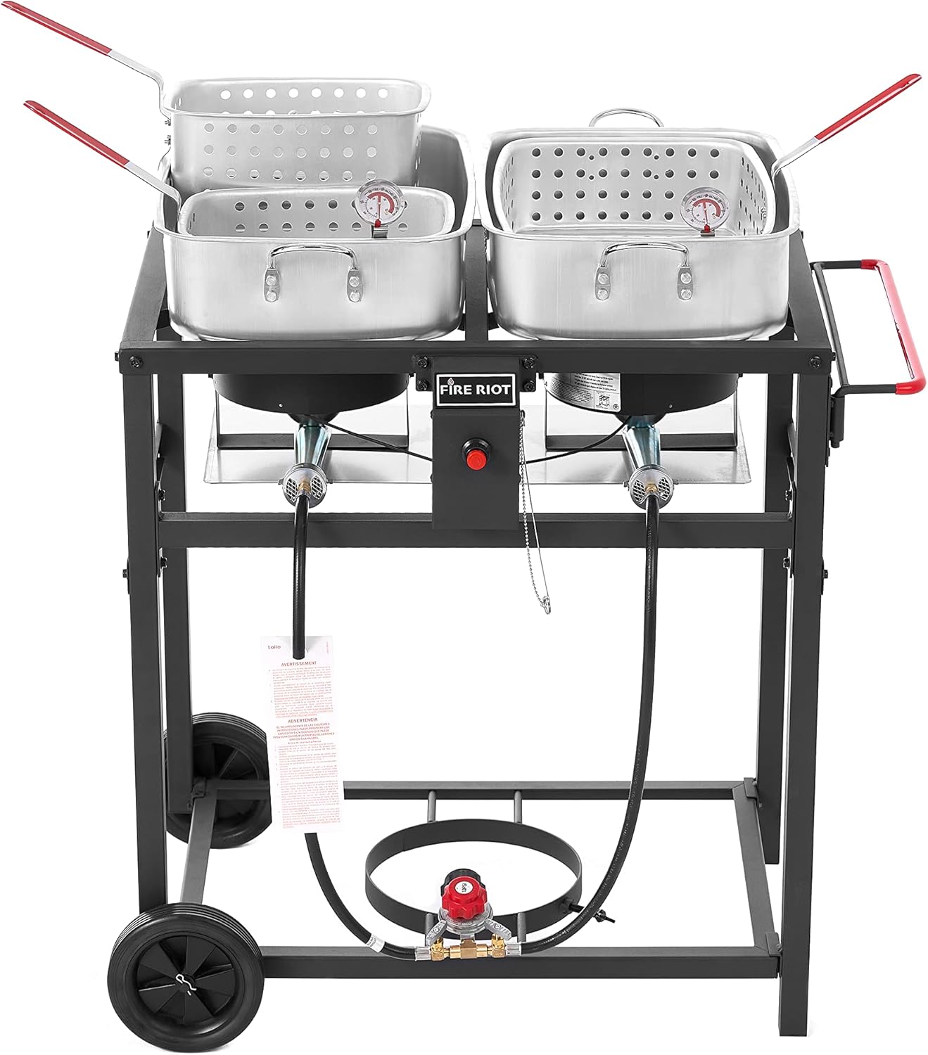 Propane Outdoor Double Burner Deep Fryer Cart, 2-18QT Aluminum Pots & Frying Baskets, Best for Fish Fry, Wings, Fries, Canjun Fry