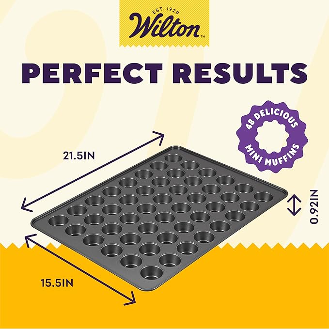 Wilton Perfect Results Non-Stick Mega Mini Muffin Pan, 48-Cup Cupcake Pan, Steel