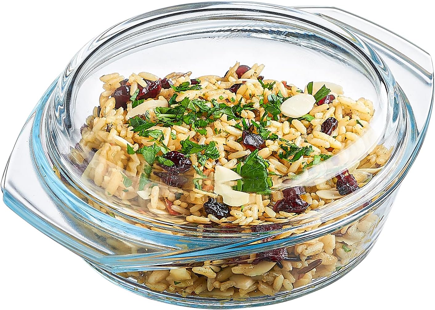 Simax Casserole Dish With Lid, 24 Ounce Round Glass Cookware, Oven and Microwave Safe Borosilicate Glass, Made In Europe 0.75 Qt