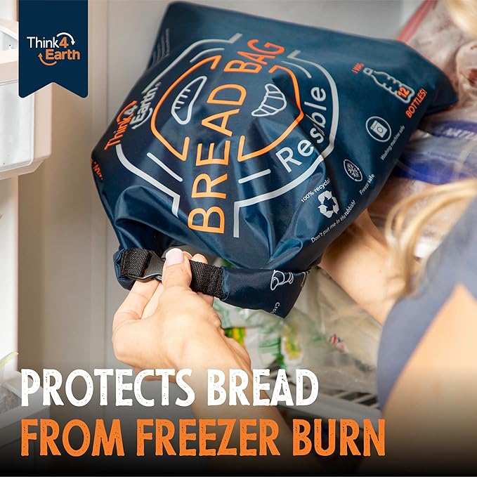 THINK4EARTH® Premium Blue Reusable Bread Bags for Homemade Bread – Durable & Washable(2 Pack)