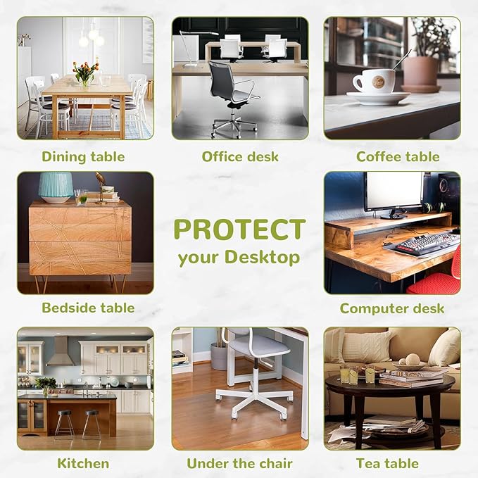 24 x 48 Inch Clear Table Cover Protector, Clear Table Protector for Dining Room, 1.5mm Plastic Table Cover, Waterproof Table Pad for Kitchen, Office