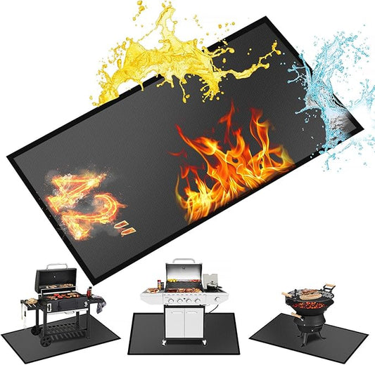 42 X 24 inches Hearth Rugs for Fireplaces Fire Resistant / Gas Grill Splatter Mat Fireproof Waterproof Oil-Proof, Fireproof Mat Heat Resistant BBQ Floor Mat Protect Mat Floor Protective Rug Reusable