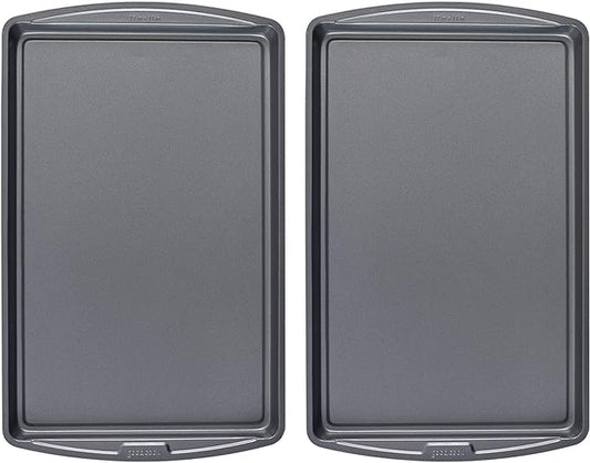 GoodCook Everday Nonstick Carbon Steel 17 x 11-Inch Baking Sheet Set, 2 Pack – Medium Sized Cooking Pans, Bakeware Set, Cookie Sheets for Baking, Oven Pan Set