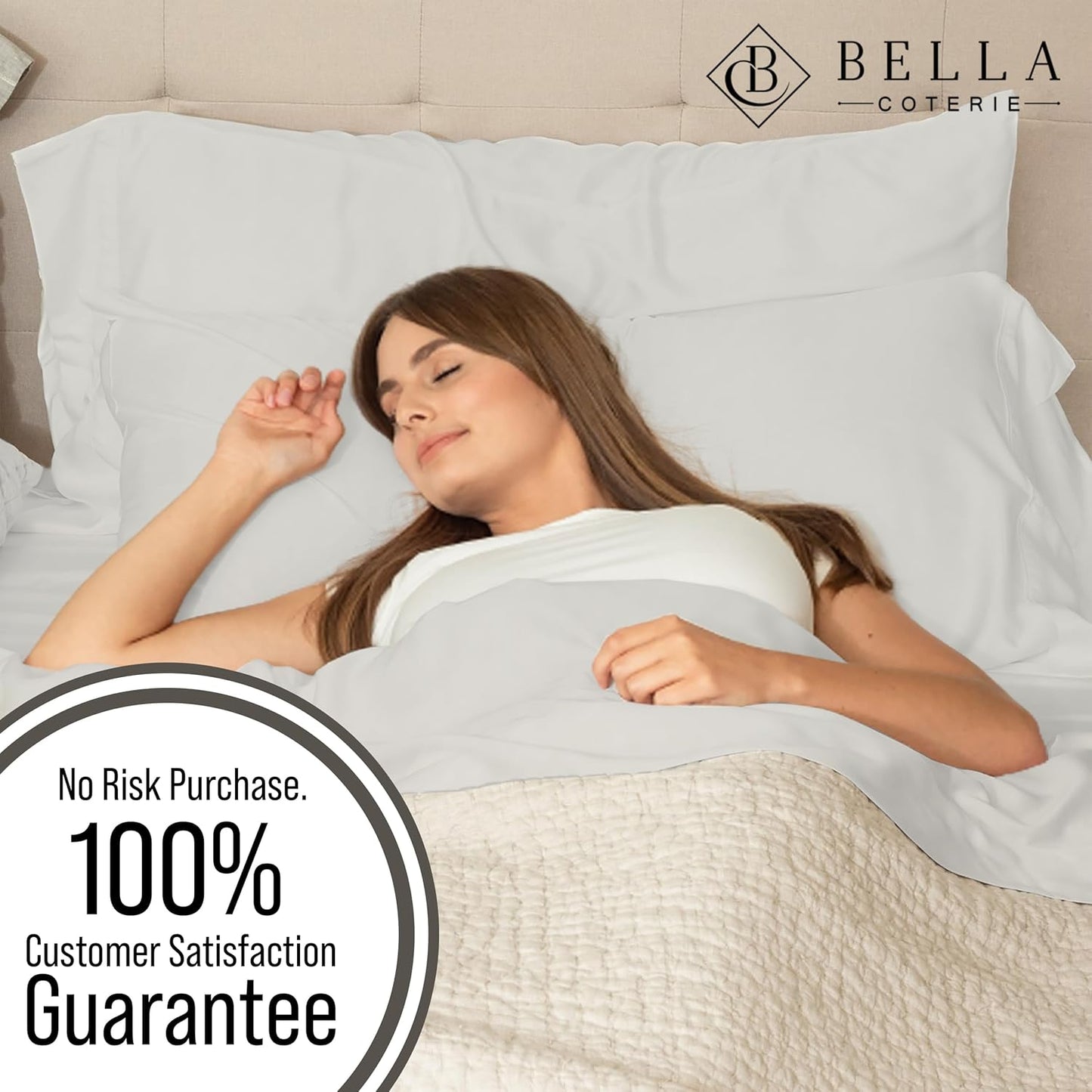 Bella Coterie Luxury Bamboo Viscose Split King Size Sheet Set | 100% Organically Grown | Ultra Soft | Cooling for Hot Sleepers | 18" Deep Pocket [Grey Mist]