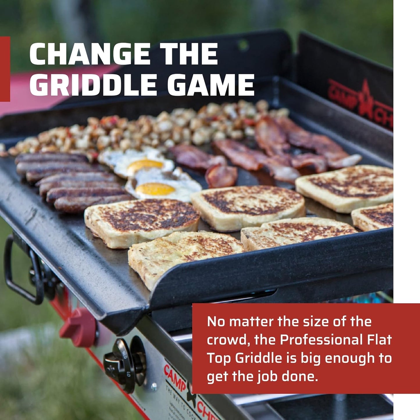 Camp Chef 3-Burner Griddle - Professional Flat Top Griddle for Camp Chef Cooking Systems - Outdoor Cooking Equipment - Fits 16" Cooking Systems