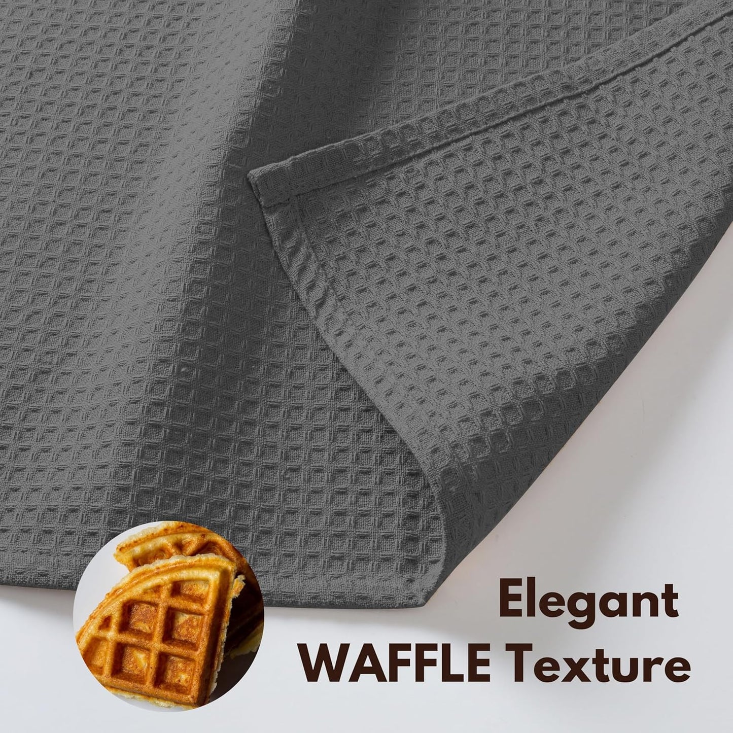 Native Fab Cotton Kitchen Towel with Hanging Loop 16x26 inches, 4-Pack, Waffle Weave Kitchen Towels for Cleaning Drying, Washcloths Soft & Absorbent Cloth Rags, Bar Towel, Dish Cloth, Grey